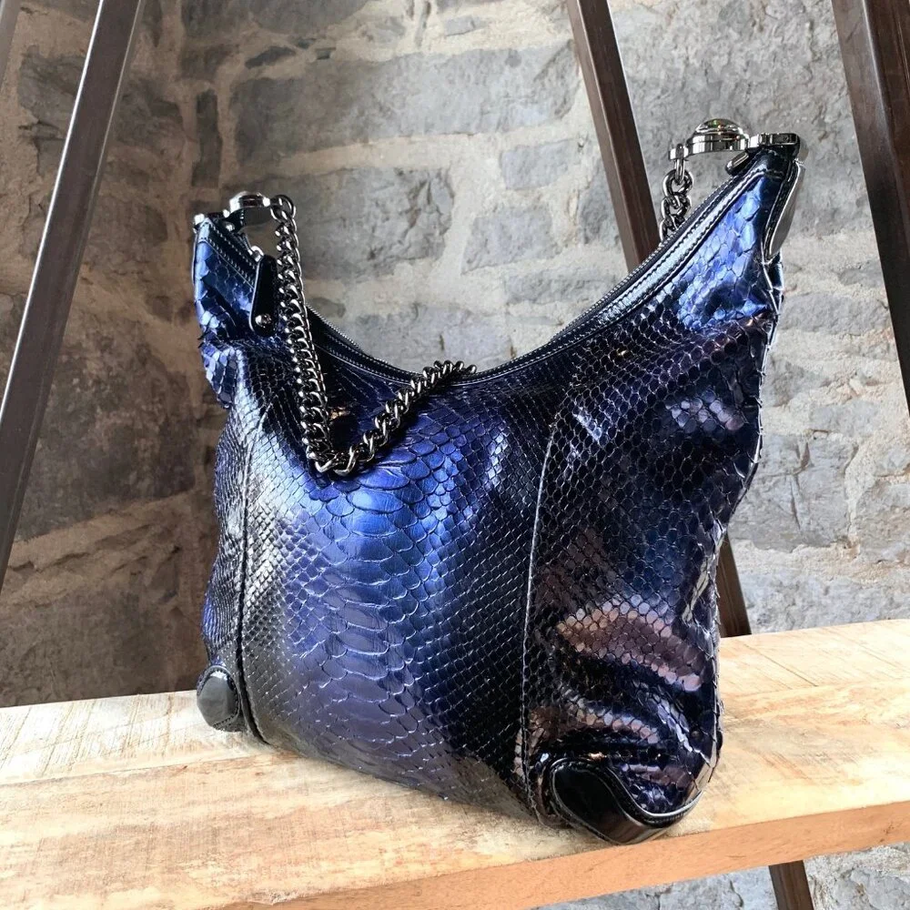 Gucci Navy Python Hobo Bag - Picture 1 of 13